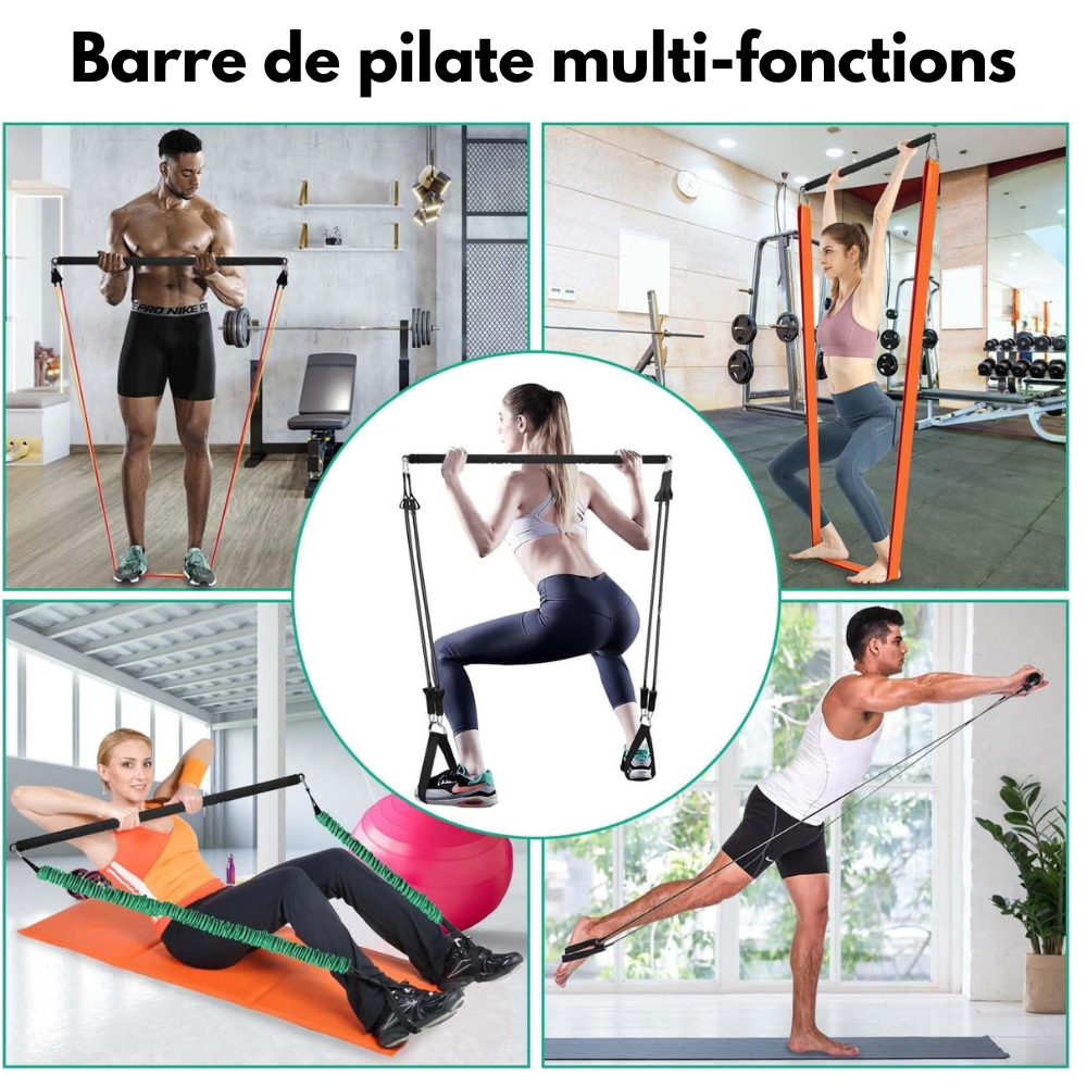 Barre Pilates — Kit Fitness avec Élastiques de Résistance | Sculpt & Tonification